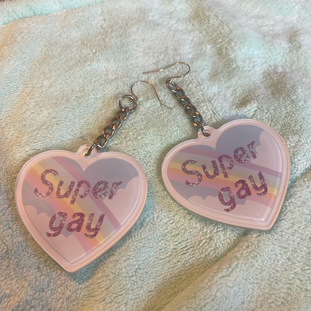 Super gay acrylic dangle earrings